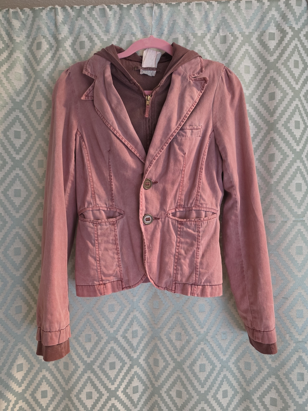 Dusty Mauve Hooded Blazer Jacket for Women